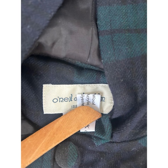 Vintage O'Neil of Dublin Kids Hooded Cape Plaid Wool Blend Green Black Size S - Picture 5 of 5